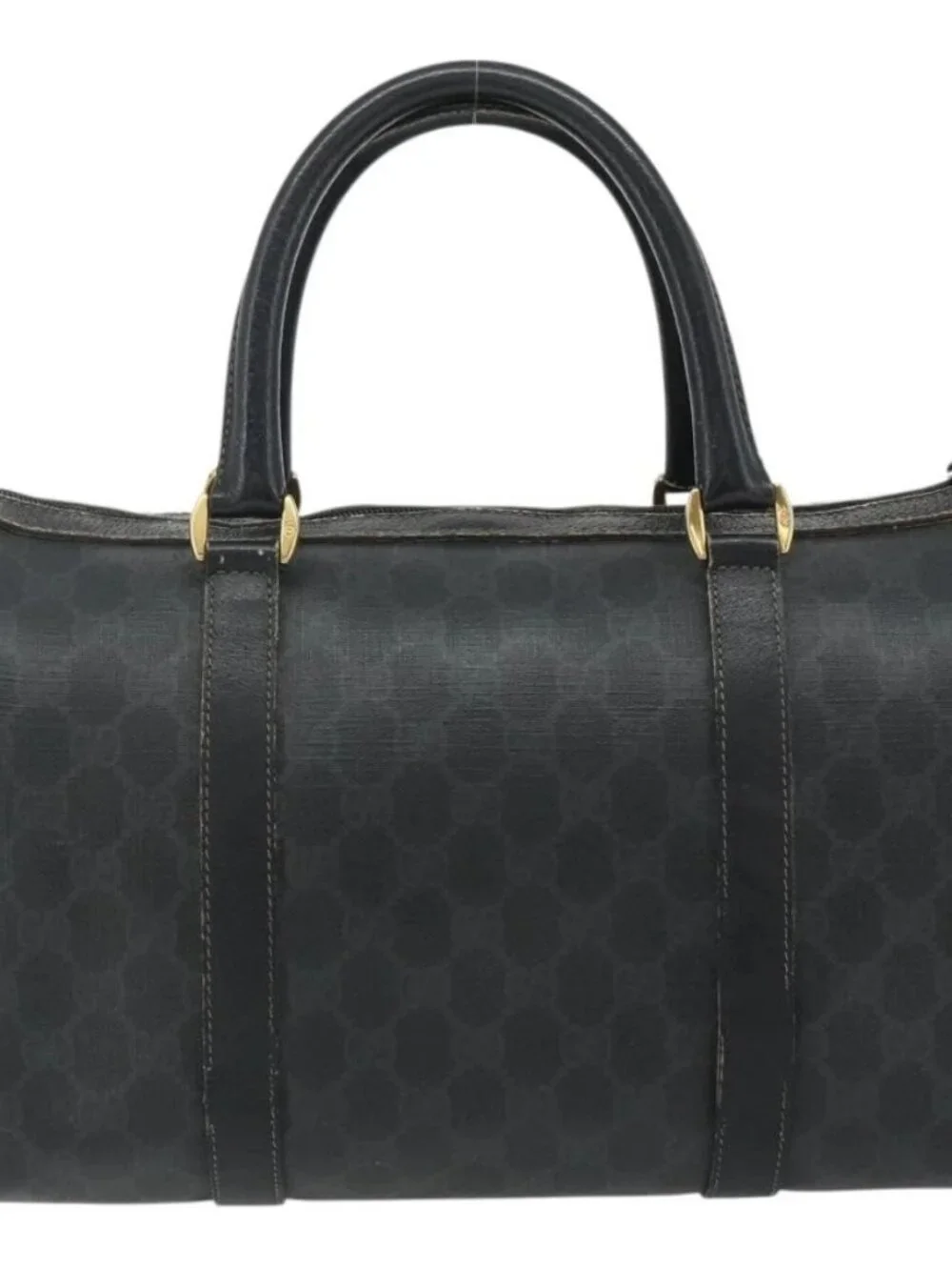 GUCCI GG Supreme Web Sherry Line Hand Bag PVC Black Gold 40 02 007 Auth